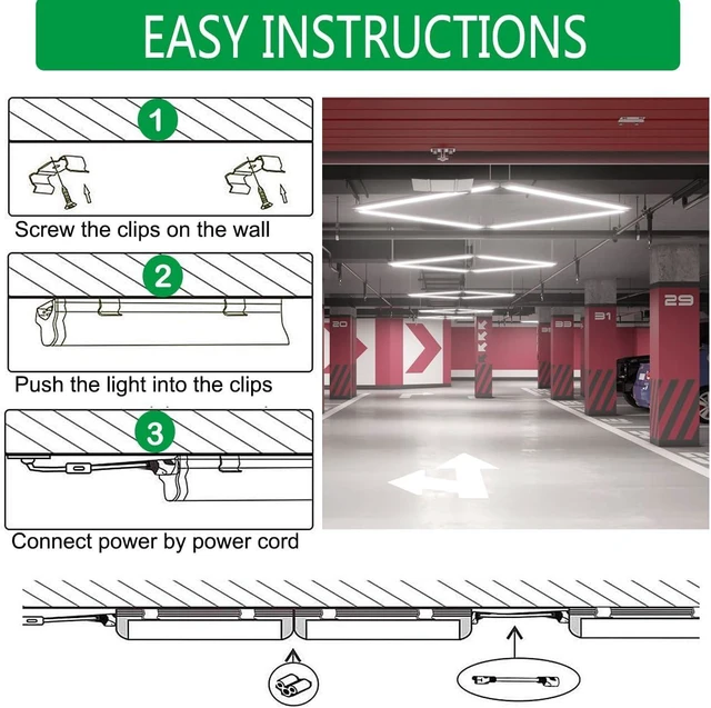 Alt view image 7 of 7 - 6 Pack T5 Integrated Single Fixture, 4FT 20W Linkable LED Shop Light Milky Cover,White Daylight 6500k 2200lm T5 Tube Lights for Garage Office Warehouse or Under Counter,Plug and Play