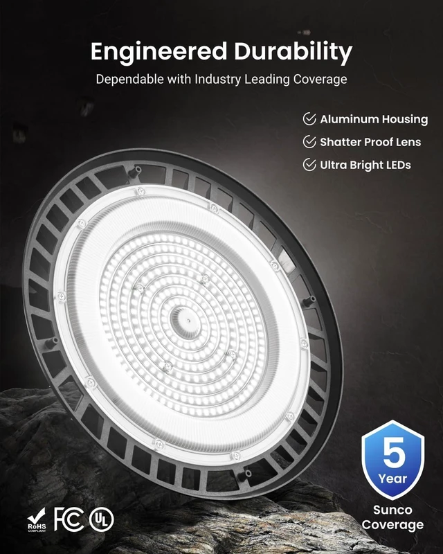Alt view image 4 of 7 - Sunco 10 Pack UFO LED High Bay Light, 200W, 5000K, 28000LM, Plug and Play