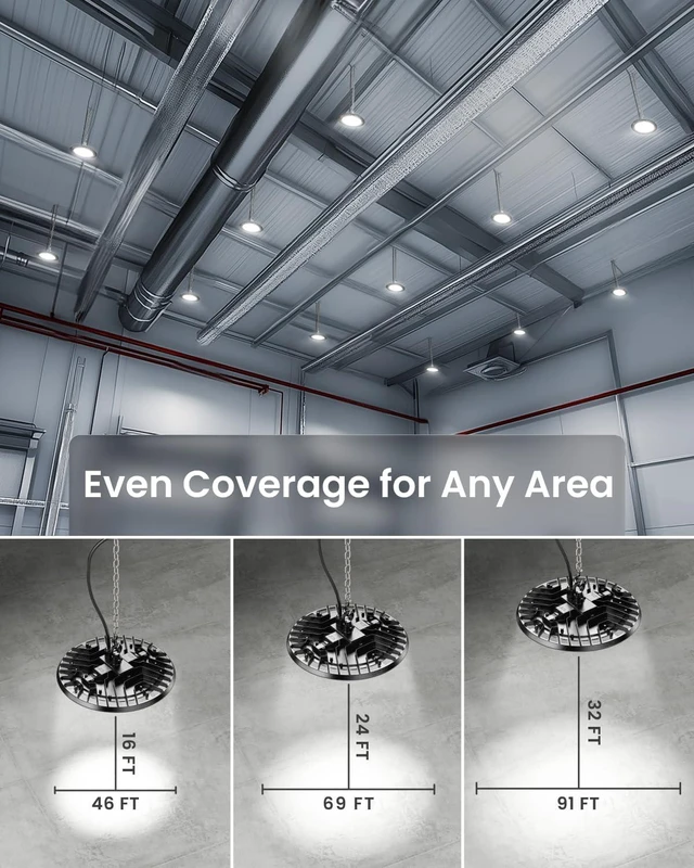 Alt view image 5 of 7 - Sunco 10 Pack UFO LED High Bay Light, 200W, 5000K, 28000LM, Plug and Play