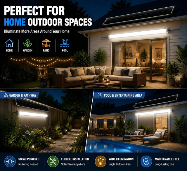 Alt view image 4 of 7 - MMKT Solar Powered Shed Light with Motion Sensor & Remote Control, LED Ceiling Light, IP65 Waterproof Split Solar Light for Garage, Shop, Barn, Carport