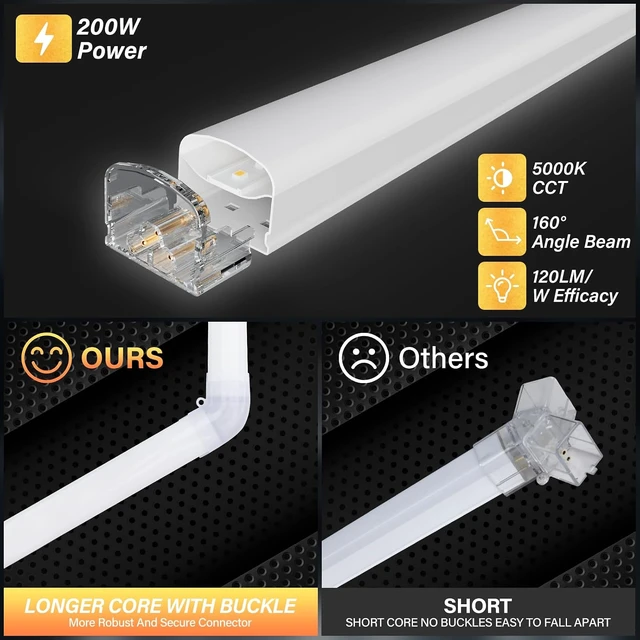 Alt view image 2 of 7 - ALLYES Hexagon LED Garage Lights, 24000LM 5000K 200W Honeycomb LED Ceiling, Upgraded Wider Size Light Tube, Hex Shop Lights for Car Detailing Shop Office Gym Barber