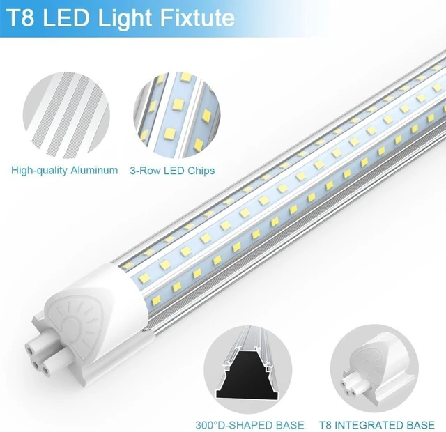 Alt view image 2 of 7 - SHOPLED 6FT LED Shop Light, D-Shape 72W 9360LM 6000K Cool White, Linkable