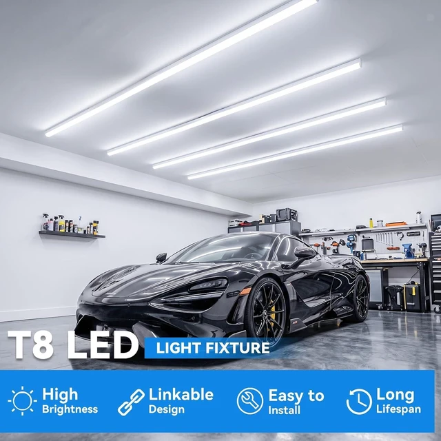 Alt view image 3 of 7 - SHOPLED 6FT LED Shop Light, D-Shape 72W 9360LM 6000K Cool White, Linkable