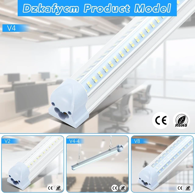 Alt view image 7 of 7 - 4 Pack 2FT LED Shop Lights, 30W T8 Integrated Light, 4800LM 6000K Daylight