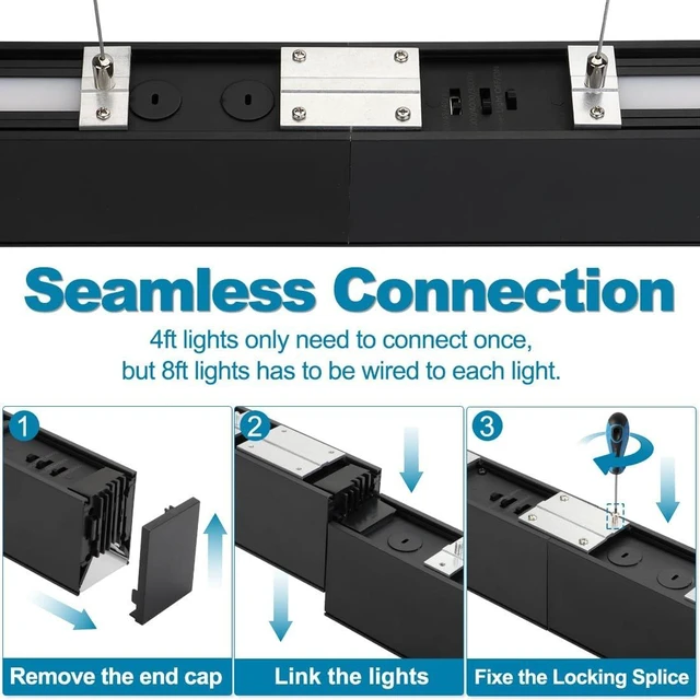 Alt view image 7 of 7 - 4FT Linkable LED Linear Light 50/45/40/35/30W Adjustable 6-Pack