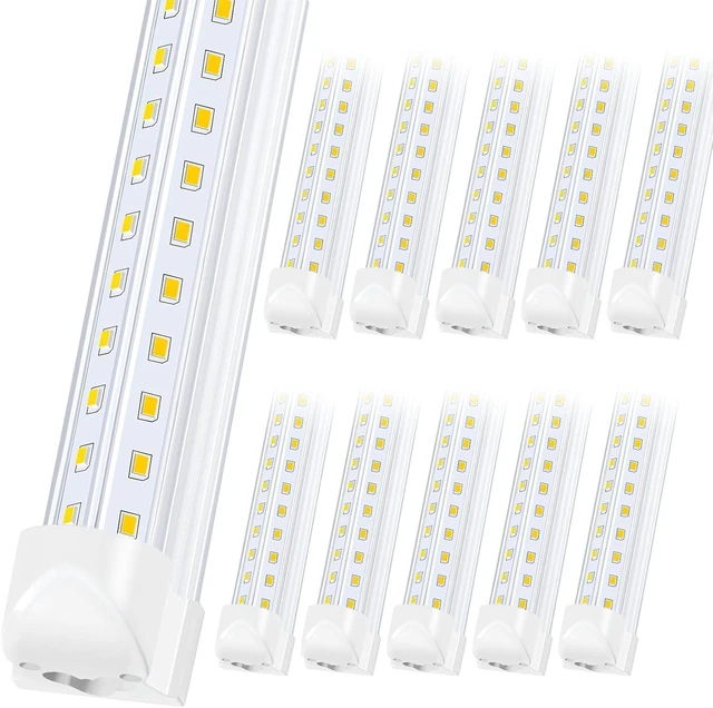 Main image of Singteam 8Ft LED Shop Light Fixture, 90W Integrated LED Tube Light,10000LM, 6500K, Clear Cover,High Output,Double Row V Shape 270 Degree LED Lighting for Garage Warehouse Workshop Basement (10Pack)