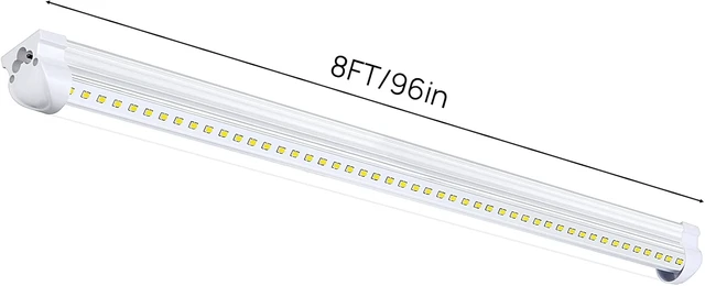 Alt view image 3 of 7 - Singteam 8Ft LED Shop Light Fixture, 90W Integrated LED Tube Light,10000LM, 6500K, Clear Cover,High Output,Double Row V Shape 270 Degree LED Lighting for Garage Warehouse Workshop Basement (10Pack)