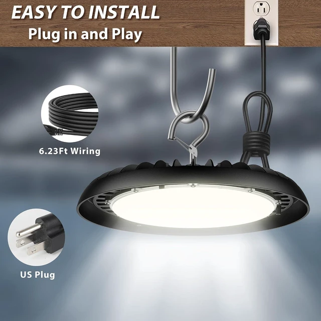 Alt view image 3 of 7 - dephen Plug in Ceiling Light, 120VAC Hanging Shop Lighting with Hook
