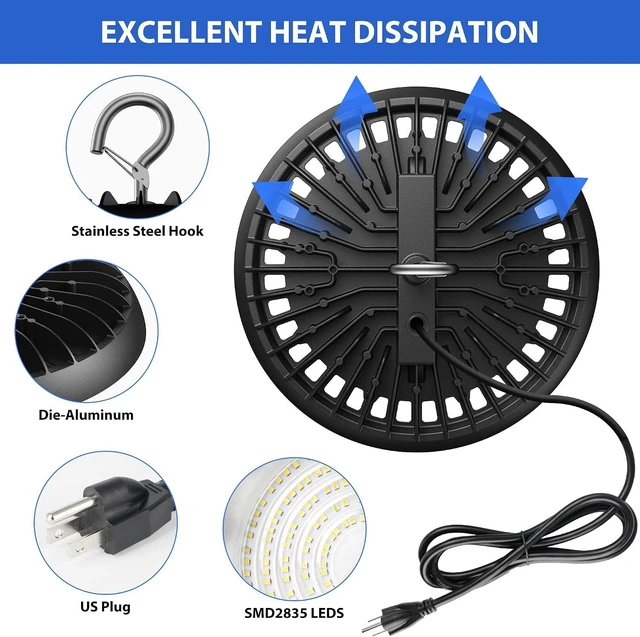 Alt view image 6 of 7 - dephen Plug in Ceiling Light, 120VAC Hanging Shop Lighting with Hook