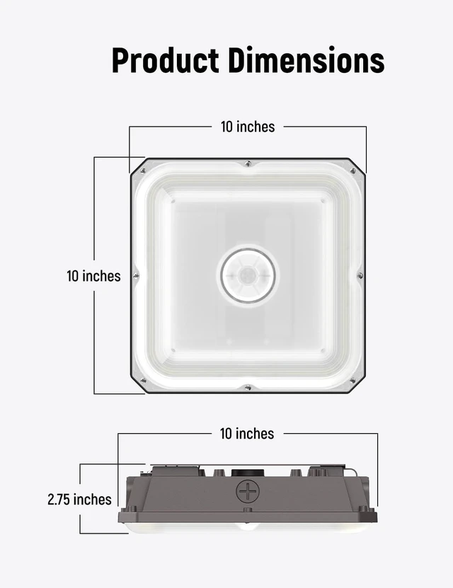 Alt view image 7 of 7 - JCE LED Canopy Light Outdoor, 75W/60W/40W Selectable & 3000K/4000K/5000K Adjustable, 10125LM Commercial Grade Garage & Shop Light, Low Profile Fixture for Workshop, Carport, Parking Area (1 Pack)