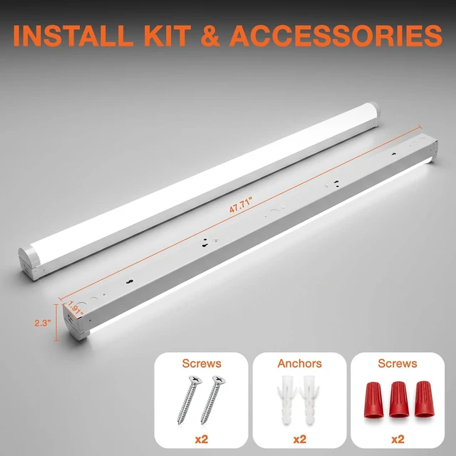Alt view image 5 of 7 - LEDVANCE Sylvania 4ft LED Strip Light, 20W Equivalent, CCT 3 Color Select, 3000K/4000K/5000K, Linear Ceiling Luminaire (61453), 48", 1 Pack