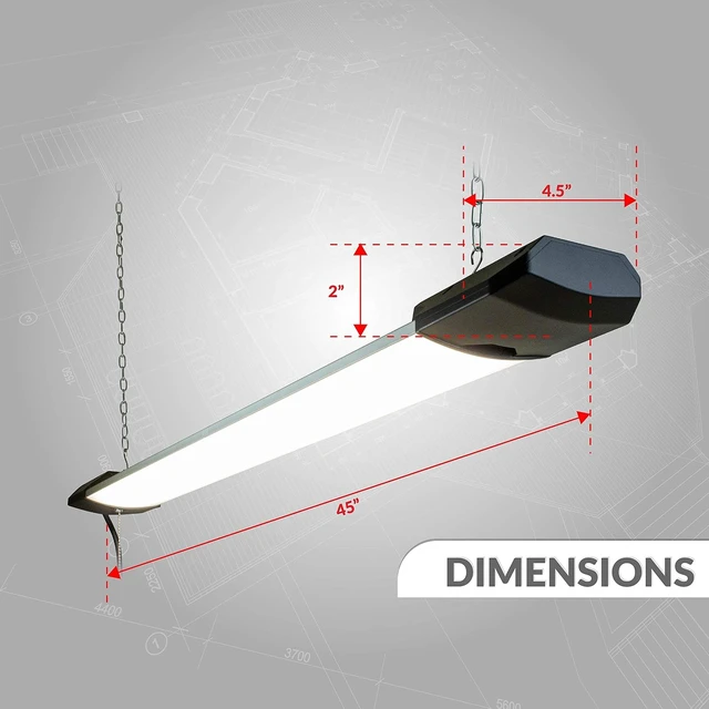Alt view image 2 of 7 - Newhouse Lighting 4FT 100W LED Shop Light, 10,000 Lumens, 4000K Garage Lighting, Utility LED Ceiling Lights, Chain Mount, ETL Listed, 5-Year Warranty