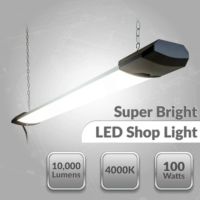 Alt view image 5 of 7 - Newhouse Lighting 4FT 100W LED Shop Light, 10,000 Lumens, 4000K Garage Lighting, Utility LED Ceiling Lights, Chain Mount, ETL Listed, 5-Year Warranty