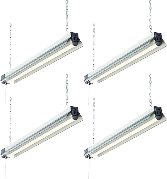 Main image of Newhouse Lighting 2FT LED Shop Light, 25W (100W Equivalent), 2200 Lumens, 4000K Linkable Garage Lighting, Utility LED Ceiling Lights, Chain or Flush Mount, 4-Pack