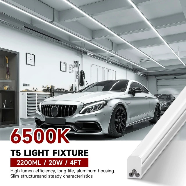 Alt view image 2 of 7 - LED Shop Light for Garage, T5, 4FT, 20W, 2200LM, 6500K, 4 Pack