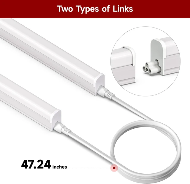 Alt view image 4 of 7 - LED Shop Light for Garage, T5, 4FT, 20W, 2200LM, 6500K, 4 Pack
