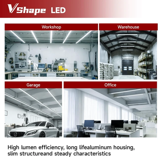 Alt view image 7 of 7 - LED Shop Light for Garage, T5, 4FT, 20W, 2200LM, 6500K, 4 Pack