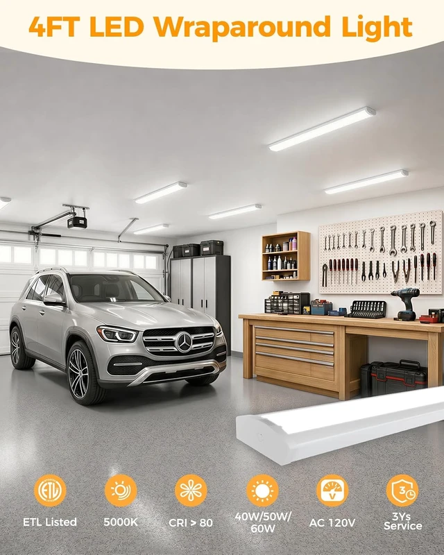 Alt view image 2 of 7 - 4ft 60W LED Wraparound Light - Selectable 60W/50W/40W 5000K 2Pack