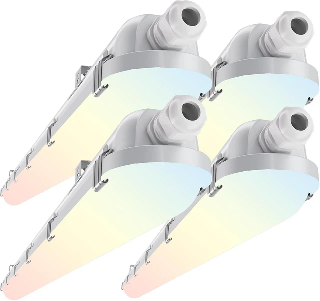 Main image of 4FT LED Vapor Tight Light Fixture 4Pack,7800LM,60W/50W/40W/30W Adjustable, 5CCT 6500K-3000K Color Selectable,ETL Listed,IP65 Waterproof Vapor Proof Light for Car Wash,Garage,Warehouse,Basement