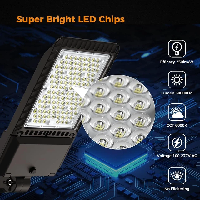 Alt view image 2 of 7 - AIKVSXER 240W LED Parking Lot Light 60000LM Outdoor Street Lights 3 Pack