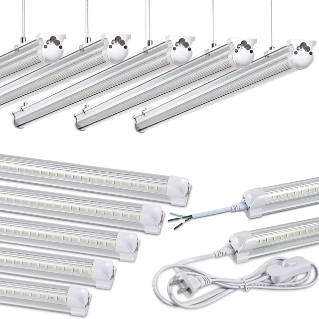 Main image of Skymoatled 12Pack 4FT LED Shop Light Garage Lights,50W 6000K 7500LM White Light,Hanging/Surface Mount,Plug and Play,Linkable T8 LED Shop Lights,Commercial Bay Lighting for Warehouse Workshop Basement
