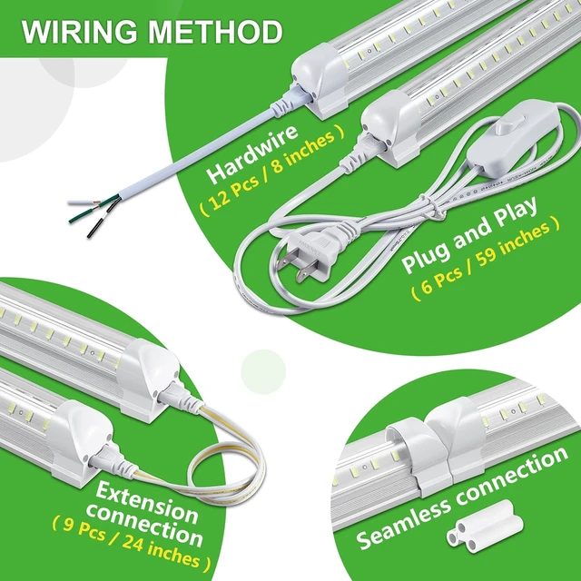 Alt view image 2 of 7 - Skymoatled 12Pack 4FT LED Shop Light Garage Lights,50W 6000K 7500LM White Light,Hanging/Surface Mount,Plug and Play,Linkable T8 LED Shop Lights,Commercial Bay Lighting for Warehouse Workshop Basement