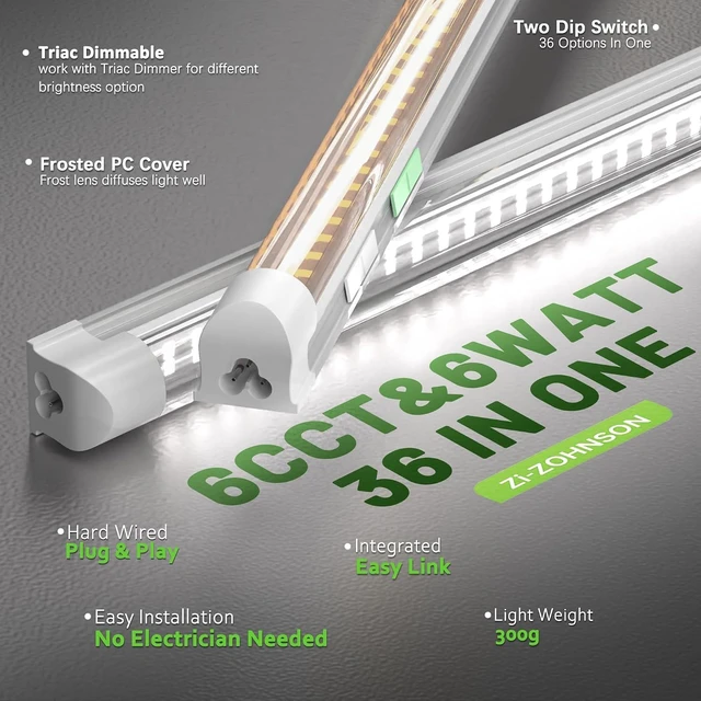 Alt view image 3 of 7 - Dimmable LED Shop Light 4ft,4500LM,6WATT,6CCT Adjustable Garage Lights