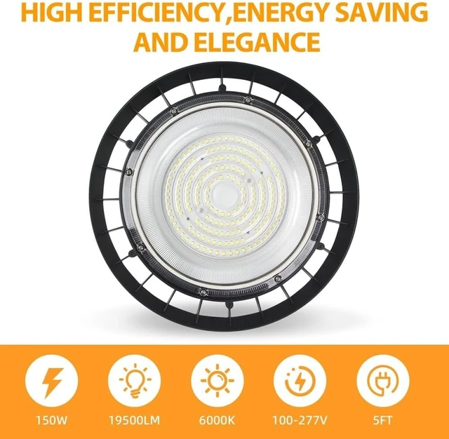 Alt view image 2 of 7 - LED High Bay Light,Industrial,150W,6000K Daylight,1pack