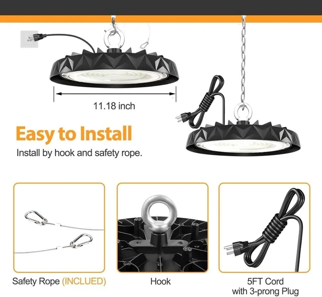Alt view image 4 of 7 - LED High Bay Light,Industrial,150W,6000K Daylight,1pack