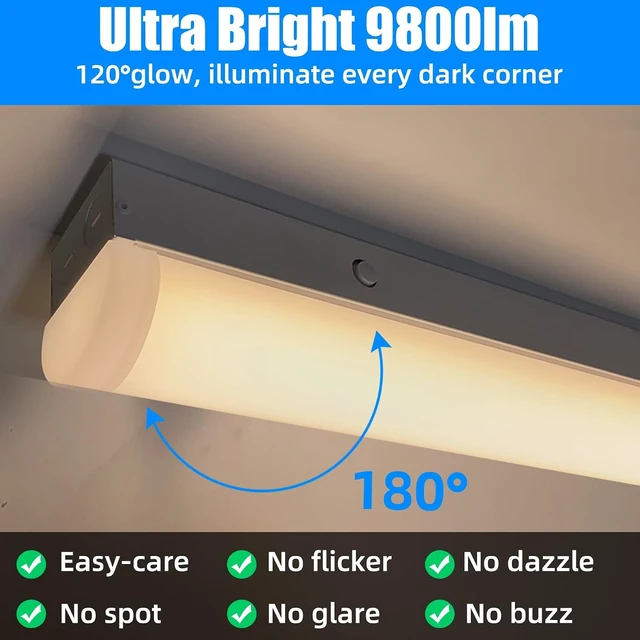 Alt view image 5 of 7 - LED Linear Strip Lights 8FT LED Shop Lights, 70/65/60W 35/40/5000K CCT Selectable, Surface Mount and Hanging Light, 0-10V Dimmable Commercial Bay Light Fluorescent Tube Replacement for Garage, 2 Pack