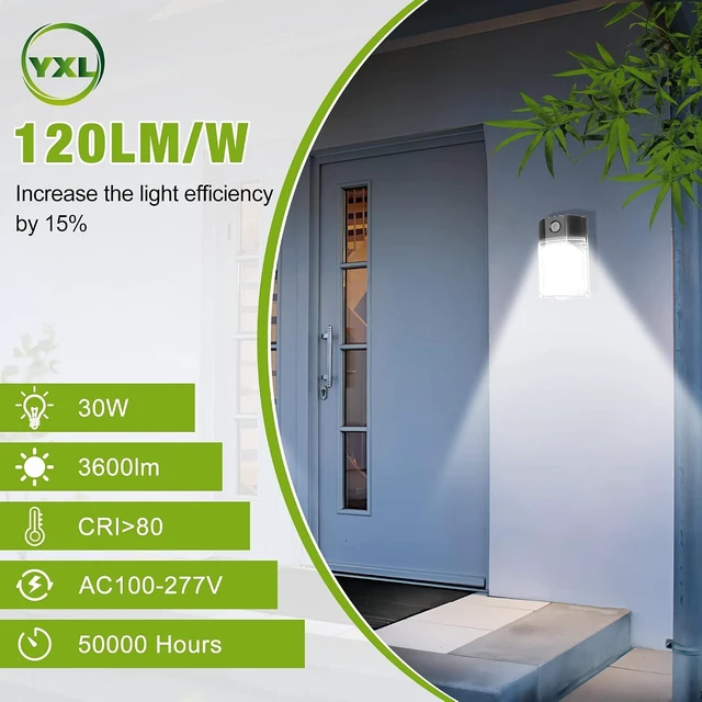 Alt view image 2 of 7 - YXL 6PACK 30W 3600LM LED Wall Pack Lights with Dusk to Dawn Photocell, AC100-277V 5000K Wall Pack Lights Outdoor Led, IP65 Waterproof, ETL Listed, for Porch Garden Garage Warehouse Hotel Lighting.