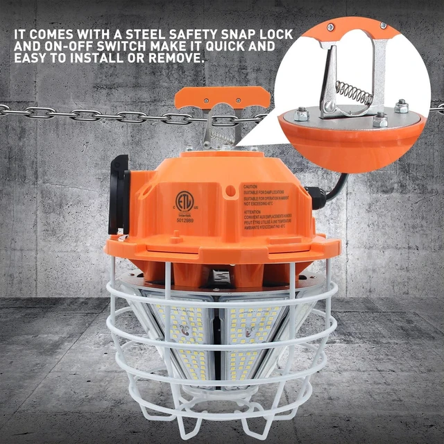 Alt view image 5 of 7 - NS 150W LED Temporary Work Light, 24750LM Linkable Daylight White 5,000K Portable Hanging Lamp Jobsite Lighting Stainless Steel Protective Cover for Outdoor Construction High Bay Warehouse