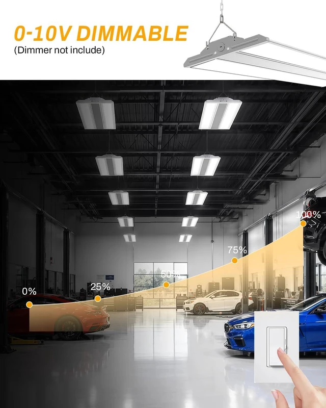 Alt view image 6 of 7 - High Bay LED Shop Lights 1 Pack, Switchable 300W/240W/200W & 4000K/5000K
