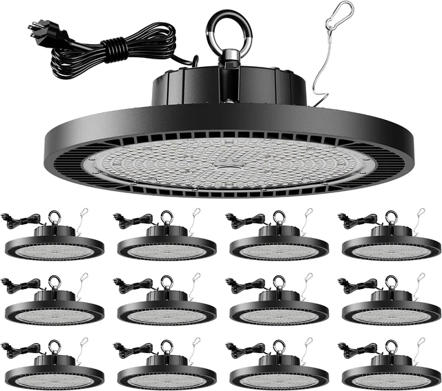 Main image of 12 Pack UFO LED High Bay Light 200W, 30000LM 5000K UFO High Bay LED Shop Light with Plug Alternative to 800W MH/HPS for Garage Workshop Warehouse Factory Gym Barn,AC100-277V.