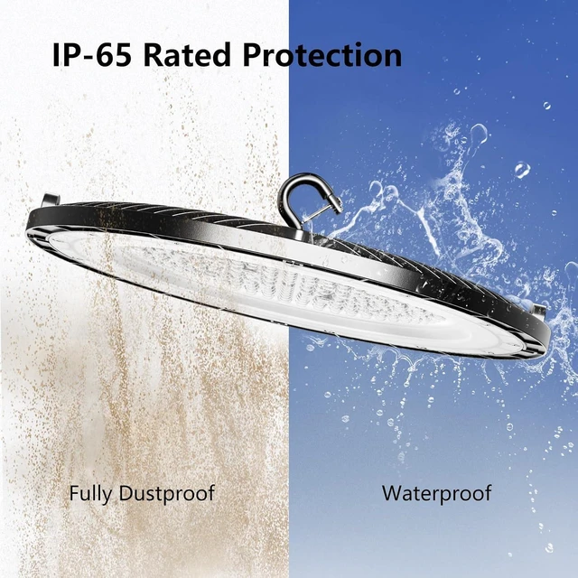 Alt view image 5 of 6 - 12 Pack High Bay Led Shop Lights - 200W Super Bright Waterproof UFO Led High Bay Light with Plug 5' Cable and Hook Ring, UFO Lights Shop Light for Garage Factory Gym Workshop