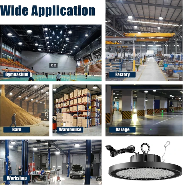 Alt view image 4 of 6 - 12 Pack UFO LED High Bay Light 200W, 30000LM 5000K UFO High Bay LED Shop Light with Plug Alternative to 800W MH/HPS for Garage Workshop Warehouse Factory Gym Barn,AC100-277V.