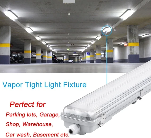 Alt view image 4 of 7 - 4FT Vapor Tight LED Light Fixture 4200LM 48W, 6500K Bright White IP65 Waterproof for Warehosue, Factory, Workshop, Garage, Car WashIndoor/Outdoor Ceiling Lights (8-Pack)