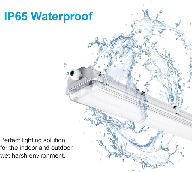 Alt view image 5 of 7 - 4FT Vapor Tight LED Light Fixture 4200LM 48W, 6500K Bright White IP65 Waterproof for Warehosue, Factory, Workshop, Garage, Car WashIndoor/Outdoor Ceiling Lights (8-Pack)
