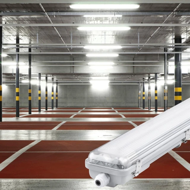 Alt view image 7 of 7 - 4FT Vapor Tight LED Light Fixture 4200LM 48W, 6500K Bright White IP65 Waterproof for Warehosue, Factory, Workshop, Garage, Car WashIndoor/Outdoor Ceiling Lights (8-Pack)
