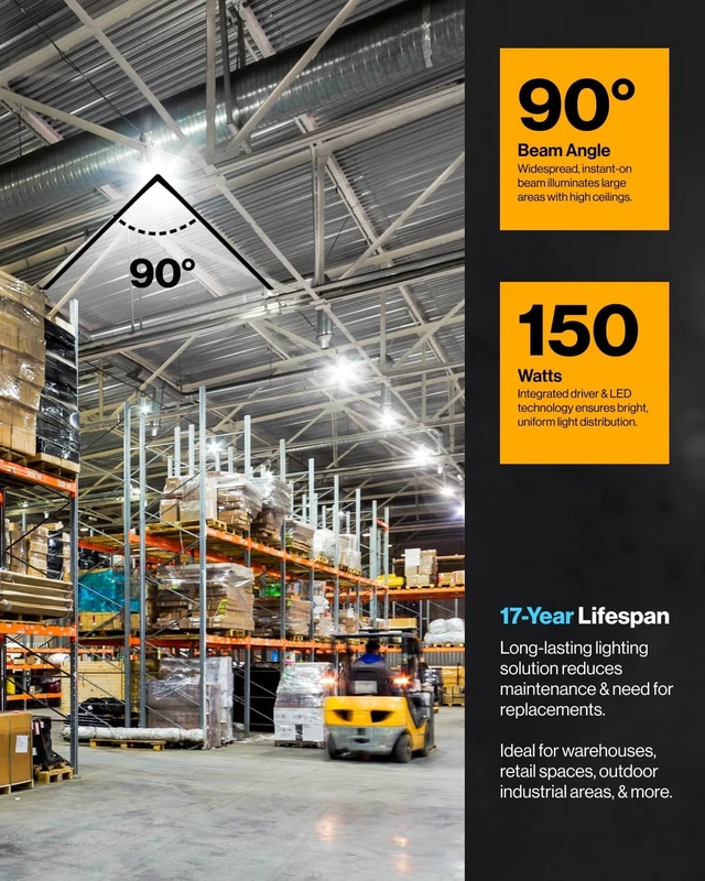 Alt view image 5 of 6 - Sunco 2 Pack UFO LED High Bay Light, 150W, 6000K, 21000LM, Dimmable