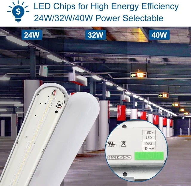Alt view image 4 of 7 - DAKASON 4FT LED Vapor Tight Light Fixture 4Pack, 4800lm 40W/32W/24W, 3CCT