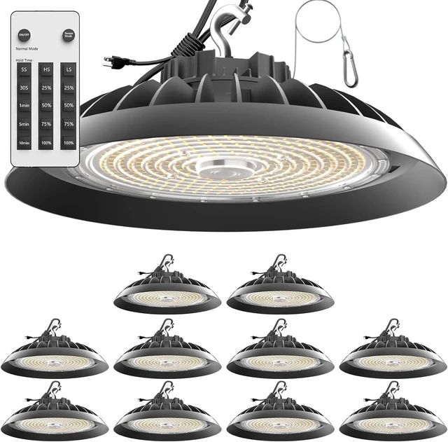 Main image of Smart 200W LED High Bay Light 30000LM 5000K UFO High Bay Lighting Motion Activated High Bay LED Lights AC100-277V for Warehouse Barn Remote Included- 10Pack