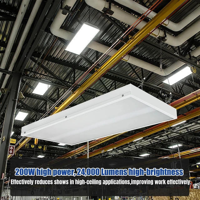 Alt view image 6 of 7 - 200W LED Linear High Bay Shop Light, 24000LM High Bay Led Shop Lights, 5000K Linear Hanging Shop Light, 600W-800W HPS Eqv., 100-277V Commercial Hanging Lamp for Garage Warehouse
