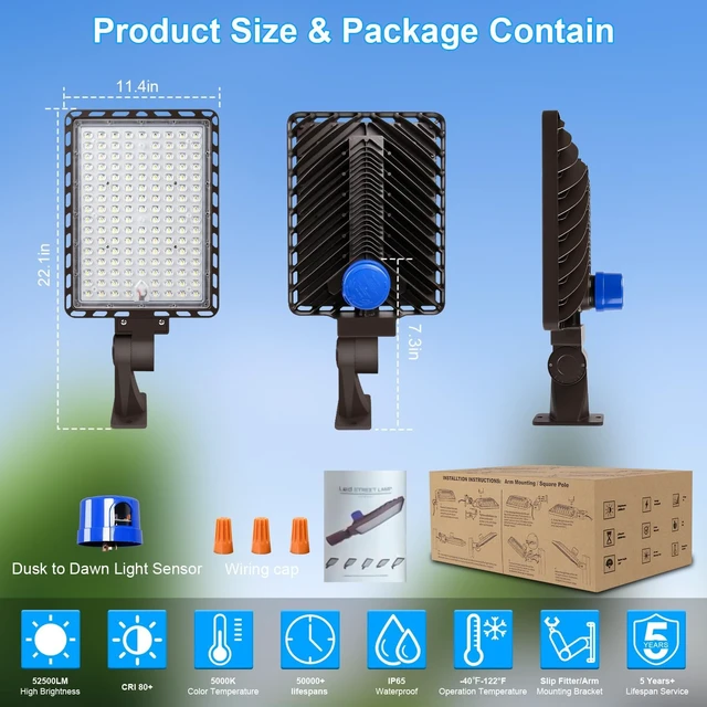 Alt view image 4 of 7 - 350W Parking Lot Light LED,wall Mount Security Area Flood Lighting