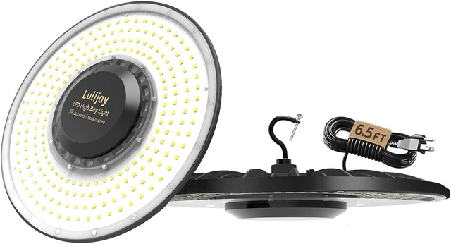 Main image of High Bay Lights - 150W 1 Pack, 6.5 Feet Cable with US Plug, 22500 LM 5000K 100-277VAC UFO Led Industrial LED Fixture, Warehouse Lighting, Commercial Industrial LED with DLC & ETL Certified