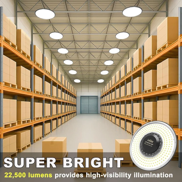 Alt view image 3 of 7 - High Bay Lights - 150W 1 Pack, 6.5 Feet Cable with US Plug, 22500 LM 5000K 100-277VAC UFO Led Industrial LED Fixture, Warehouse Lighting, Commercial Industrial LED with DLC & ETL Certified