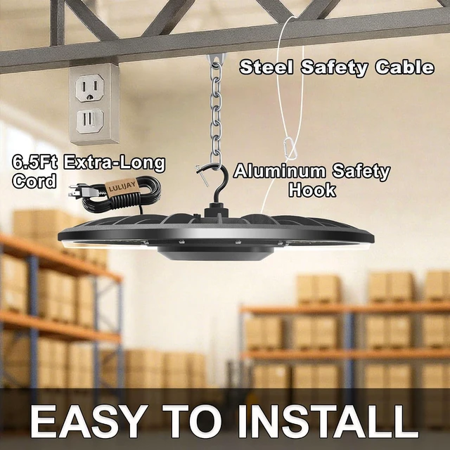 Alt view image 4 of 7 - High Bay Lights - 150W 1 Pack, 6.5 Feet Cable with US Plug, 22500 LM 5000K 100-277VAC UFO Led Industrial LED Fixture, Warehouse Lighting, Commercial Industrial LED with DLC & ETL Certified