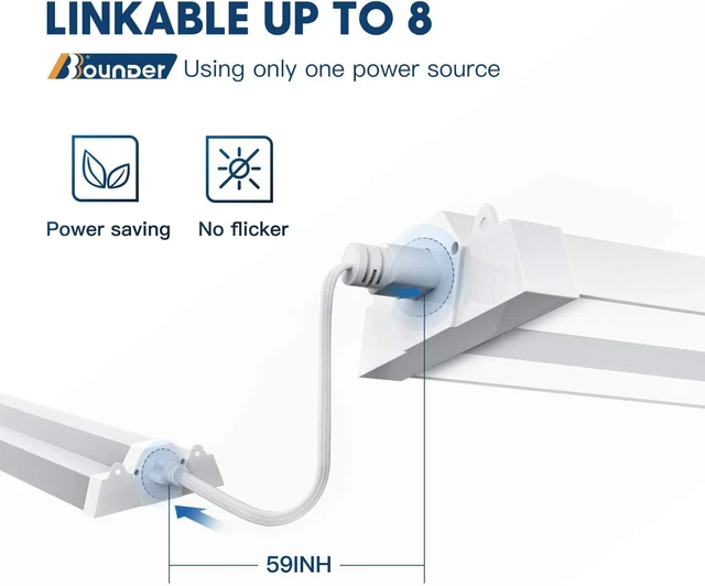 Alt view image 2 of 6 - BBOUNDER 10 Pack Linkable LED Utility Shop Light, 4 FT, 4000 LM, 48 Inch Integrated Fixture for Garage, 40W Equivalent 300W, 5000K Daylight, Suspension Mount
