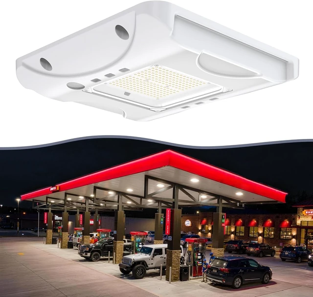 Main image of HYPERLITE 22500LM LED Gas Station Lights: 150W 5700K Commercial Canopy Light Eqv. to 600W HID/HPS - Recessed or Surface Mount for Warehouse Loading Dock Barn Stadium 0-10V Dimmable IP65 1 Pack