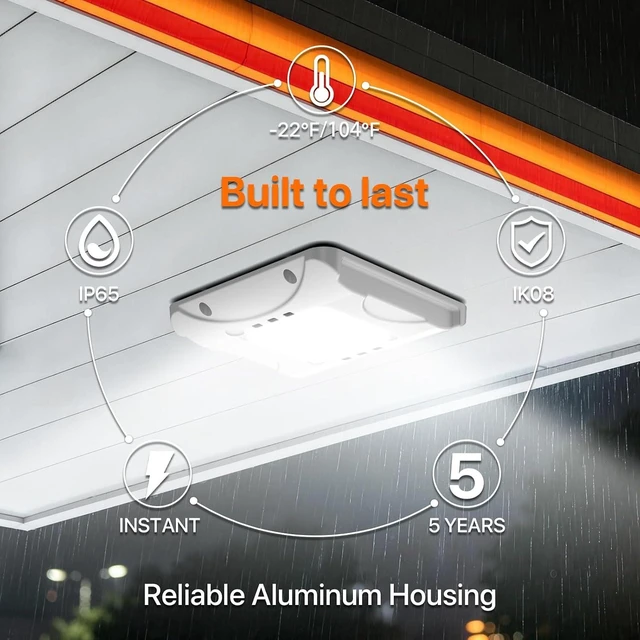 Alt view image 4 of 7 - HYPERLITE 22500LM LED Gas Station Lights: 150W 5700K Commercial Canopy Light Eqv. to 600W HID/HPS - Recessed or Surface Mount for Warehouse Loading Dock Barn Stadium 0-10V Dimmable IP65 1 Pack